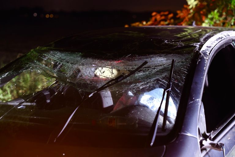 De schade aan de auto is aanzienlijk (foto: Sander van Gils/SQ Vision).