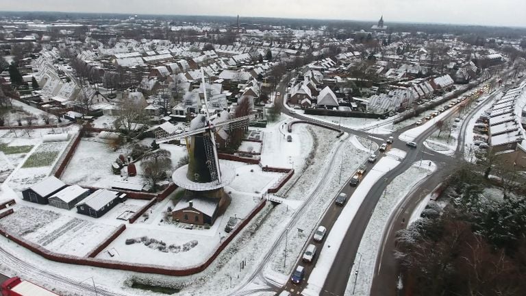 Vanuit de lucht leverde de sneeuw mooie plaatjes op.