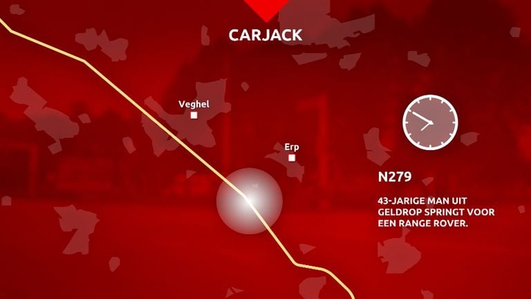 De N279 waar de verdachte de Range Rover stal (kaartje: Omroep Brabant).