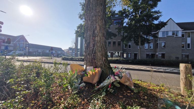 Bloemen op de plek van het ongeval (foto: Noël van Hooft).