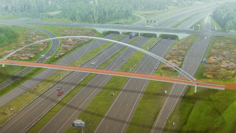 De nieuwe fietsbrug moet een icoon worden (beeld: IPV Delft).