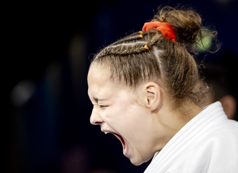 Judoka Joanne van Lieshout tijdens de Olympische Spelen (foto: ANP2024/Iris van den Broek).