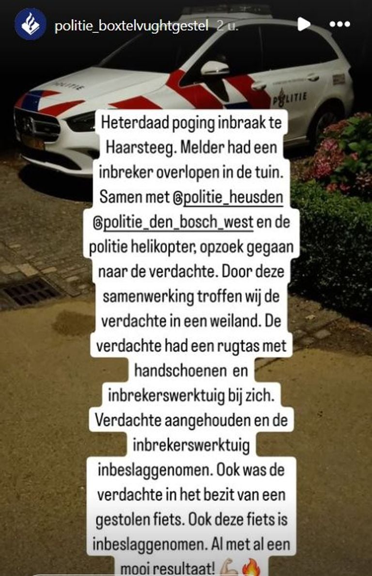 Foto: Instagram politie Boxtel-Vught-Gestel