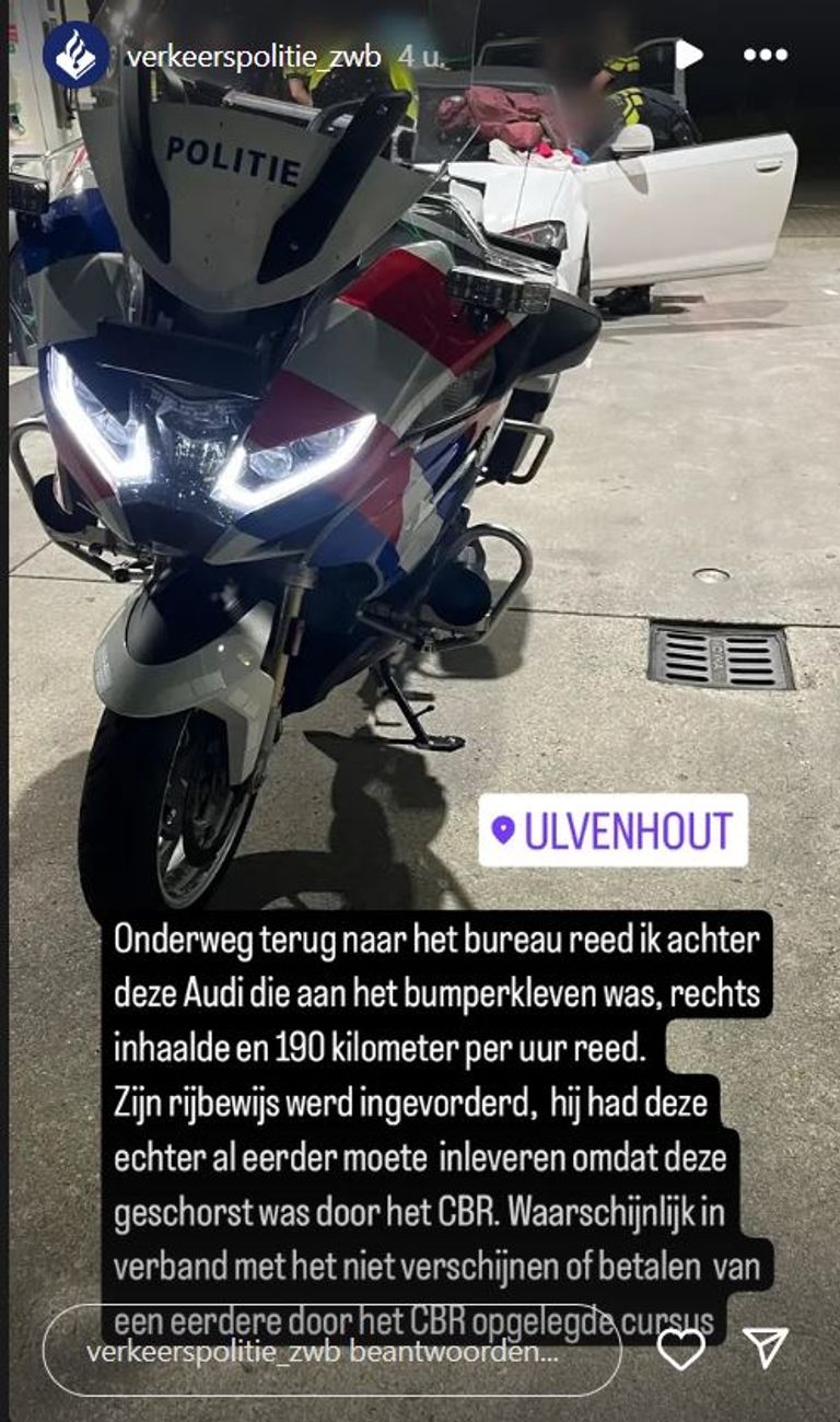 Foto: Instagram verkeerspolitie Zeeland-West-Brabant