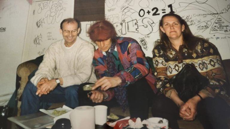 Herman, Armand en Hanny na afloop van een optreden van de protestzanger (foto: Herman van der Pluijm)