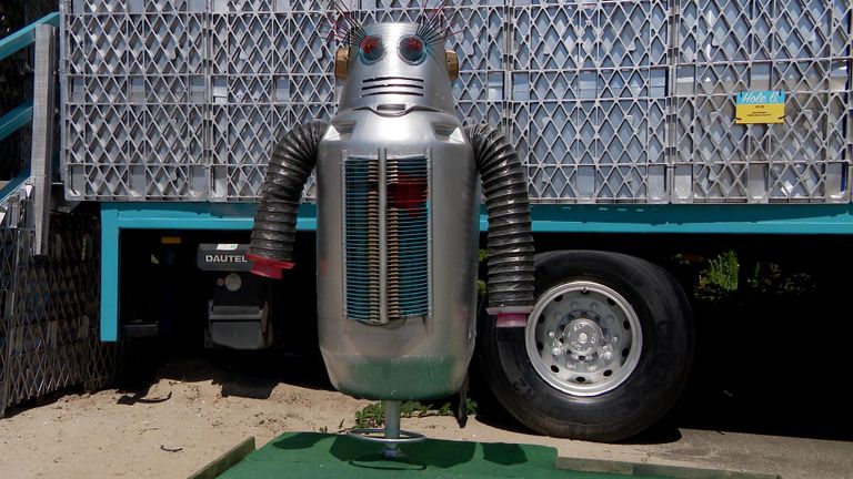 Een robot op het staddstrand Beachy (foto: Marco de Roos).