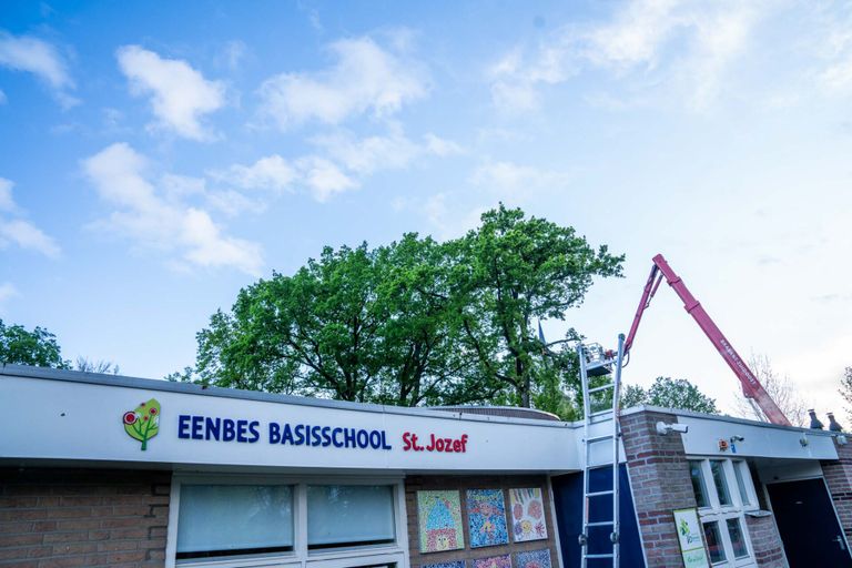 Losse tak bij basisschool (foto: Dave Hendriks/SQ Vision).