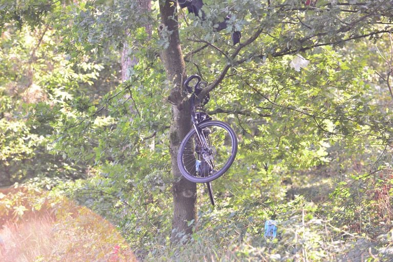 De fiets van de in Weert aangereden man belandde in een boom (foto: Johan Bloemers/SQ Vision).