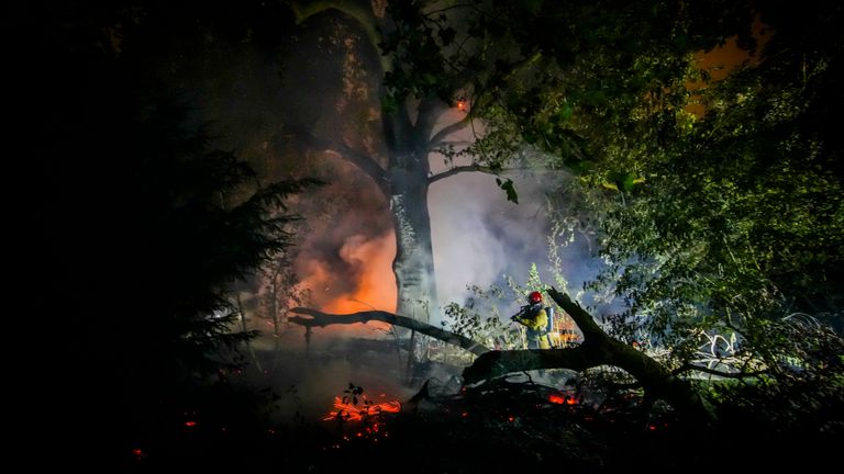 Brand in plantsoen Eindhoven (Foto: SQ Vision)