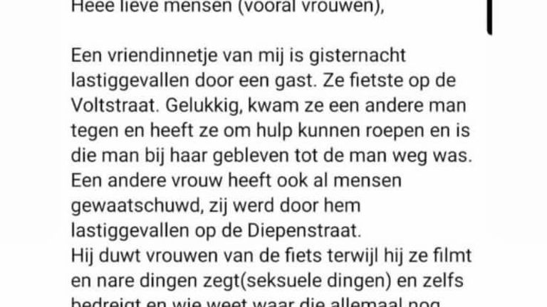 In appgroepen waarschuwen vrouwen elkaar voor een man die hen lastigvalt in Tilburg