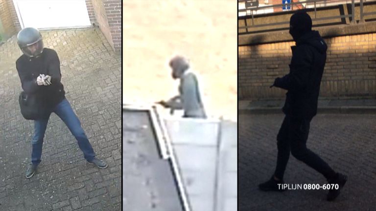 De drie schutters, mogelijk dezelfde man (foto: politie)