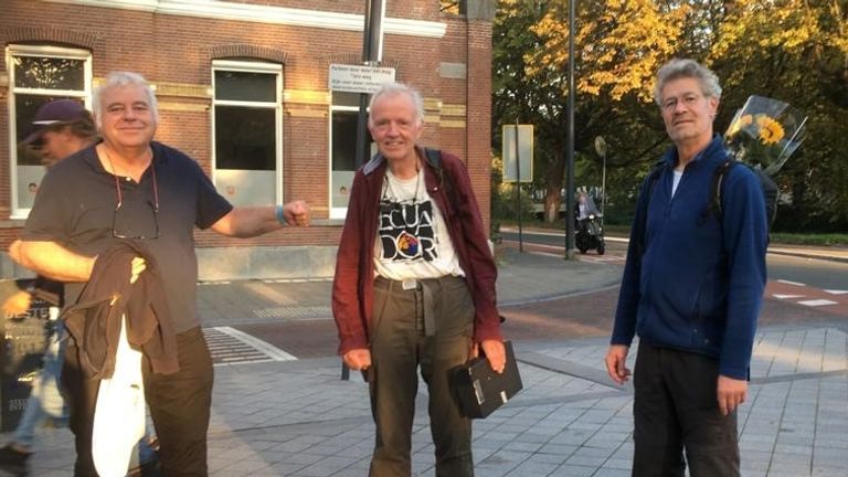 Erik van de Belt (montage), Piet den Blanken en Wilbert Smit (regisseur) op de dag van de première (foto: Wilbert Smit).