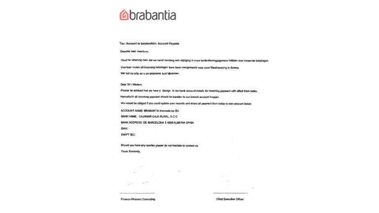 De nepbrief uit naam van Brabantia (bron: Rechtspraak.nl)