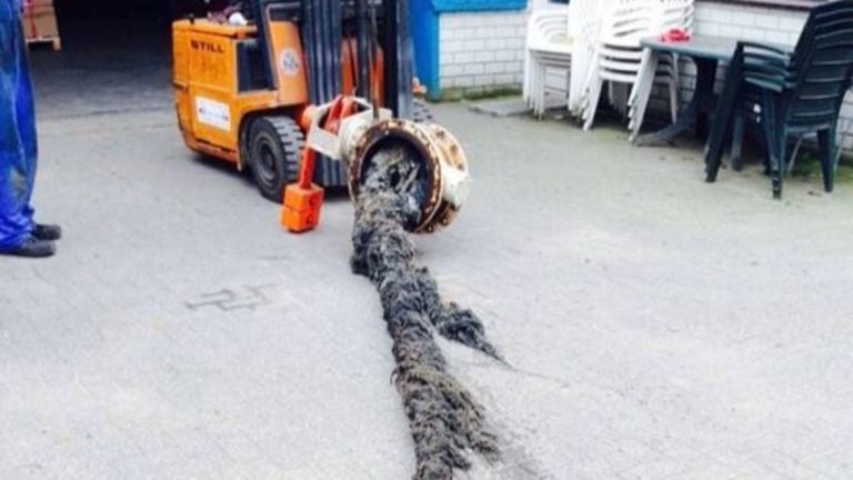 Restanten van doekjes met plastic uit een waterzuivering (foto: Waterschap Brabantse Delta).