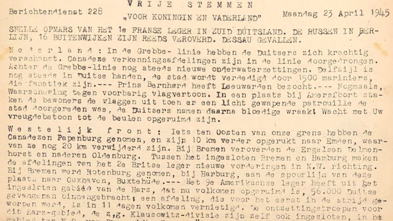 De krant van 23 april 1945.