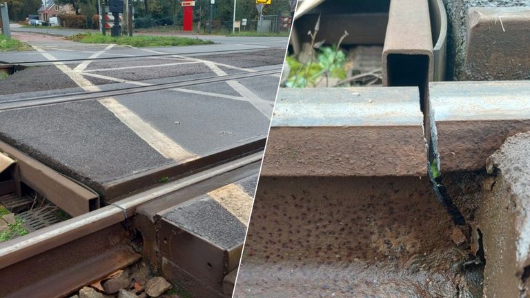 De overweg bij Rosmalen en de boosdoener (foto: ProRail/Incidentenbestrijding).