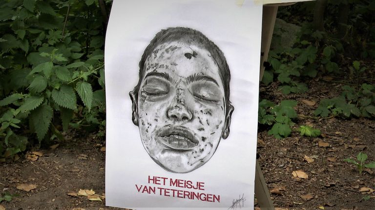 Een tekening van het gemartelde en vermoorde Meisje van Teteringen (foto: Raoul Cartens).