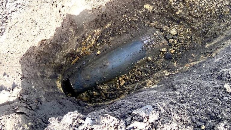 Een van de granaten die zijn gevonden (foto: Erik Peeters). 