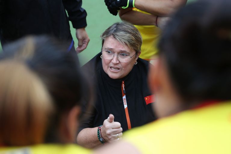 Alyson Annan is tegenwoordig bondscoach van de Chinese hockeysters (foto: ANP 2024/Zhao Dingzhe).