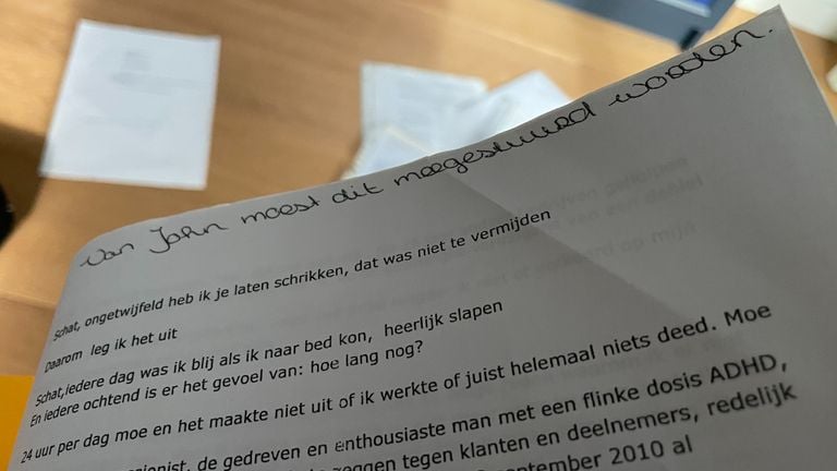 De afscheidsbrief die de kinderen van Jeanette kregen (foto: Omroep Brabant).