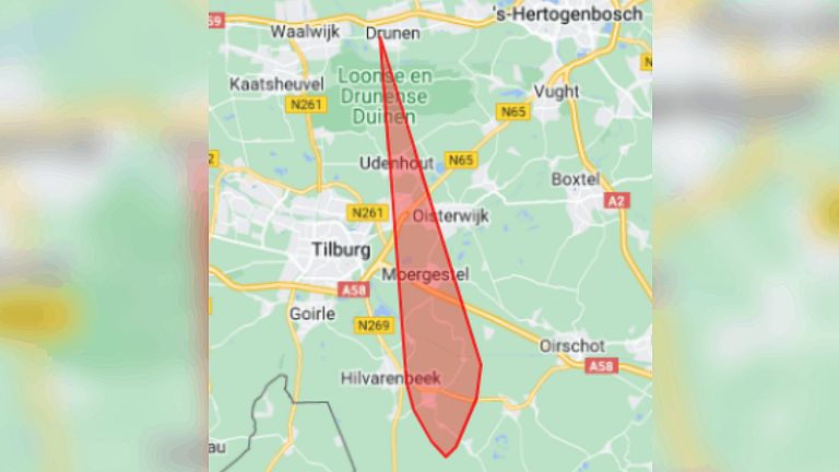 Klanten in het rode gebied hebben last van de storing.