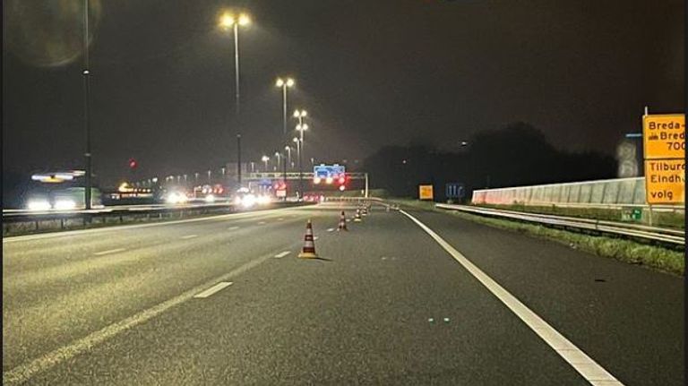 Wegwerkzaamheden op de A58 (foto: Instagram verkeerspolitie Zuidwest-Brabant).