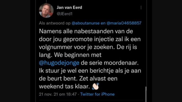 Jan van Eerd richt zich tegen Hugo de Jonge.