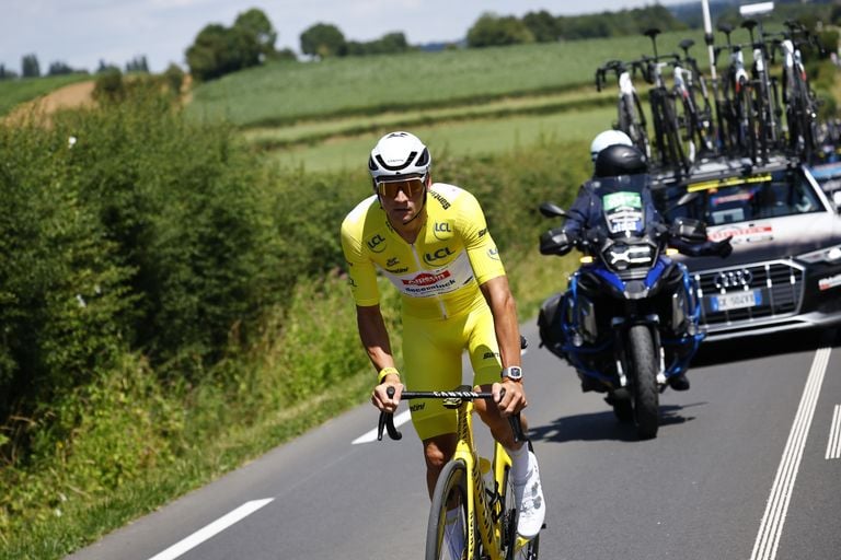 Mathieu van der Poel, tijdens de vierde etappe (foto: ANP).