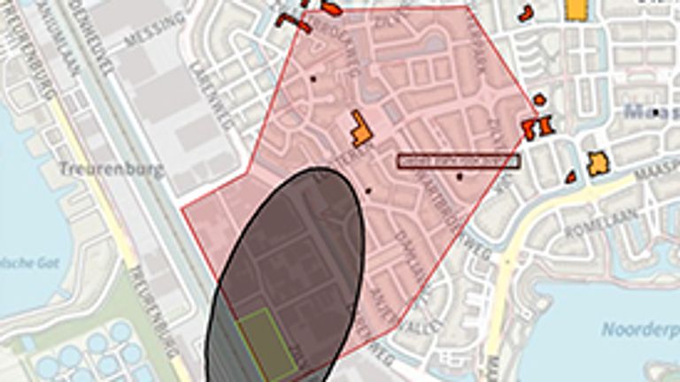 In het rood gemarkeerd waar de stankoverlast in Den Bosch is (afbeelding: gemeente Den Bosch).