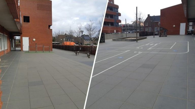 Het schoolplein in Teteringen vóór de vergroening