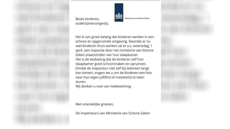 Kinderen moeten hun kamer schoonhouden, van het 'Ministerie van Schone Zaken'.