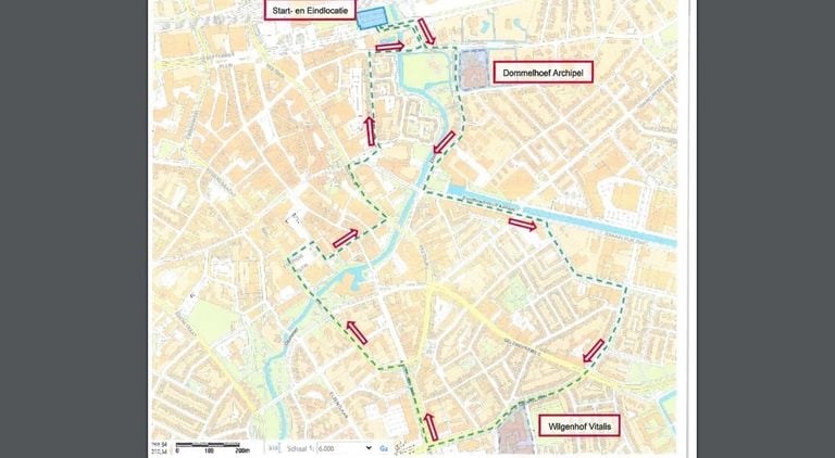 De route van de 'dynamische' manifestatie door Eindhoven (bron: gemeente Eindhoven)