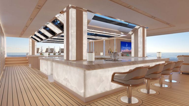 Een van de vele bars aan boord (foto: Heesen Yachts).