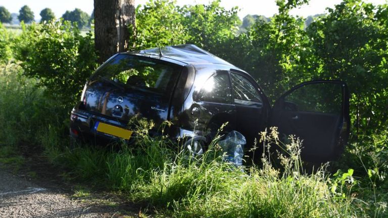 Omstanders zagen de auto tegen een boom staan (foto: Provicom).