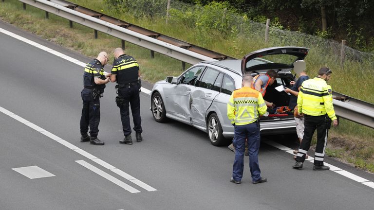 Auto raakte beschadigd bij ongeval (foto: Christian Traets - SQ Vision).