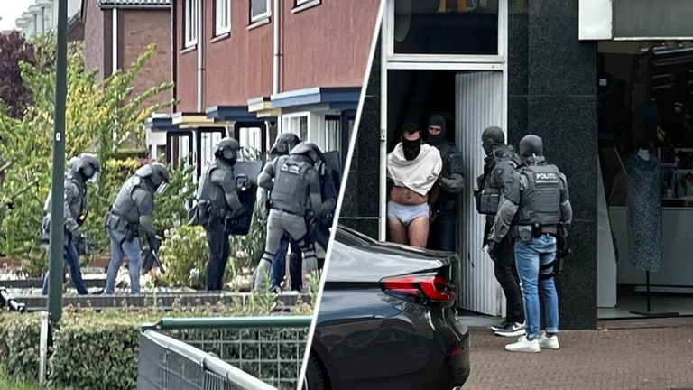 De politie pakte op deze twee locaties in Veghel twee verdachten op (foto: Persbureau Midden Nederland).