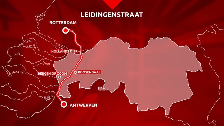 De leidingenstraat loopt van Antwerpen naar Rotterdam
