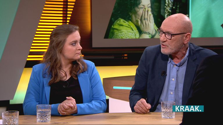 Jade van der Linden van GroenLinks en Nico Heijmans van de SP bij KRAAK.