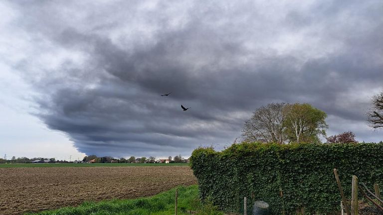 Vanuit Lage Zwaluwe zijn de rookwolken ook goed te zien (foto: Ineke Verhoef).