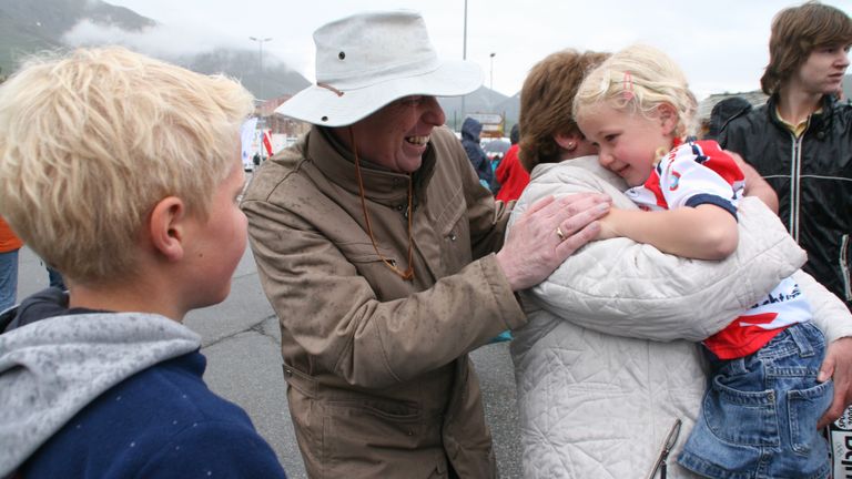Familievriend John (met hoed) in 2014 (eigen foto).