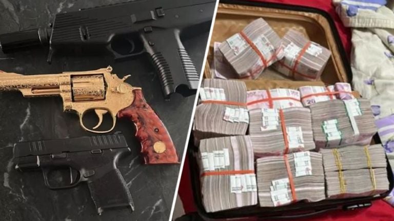 Onder meer wapens en contant geld zijn gevonden (foto: Hurriyet.com)