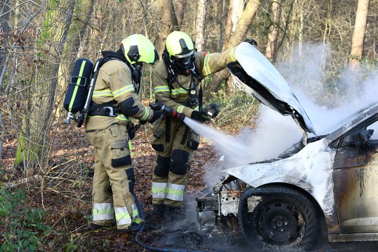 De auto was niet meer te redden door de brandweer (foto: SK-Media)