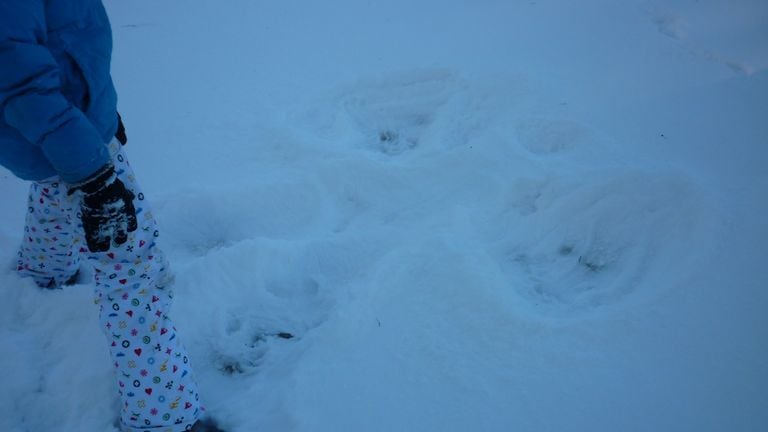 Een kerstengel in de sneeuw maken.