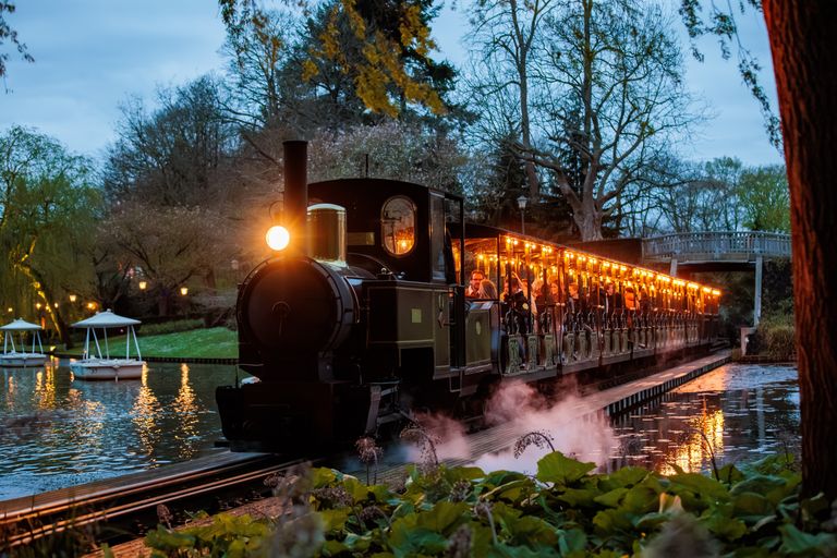 De stoomtrein zoals die vandaag de dag nog door het park rijdt (Foto: Efteling).