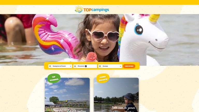 Het uiterlijk van de nieuwe website is niet veranderd (beeld: TOPcampings).