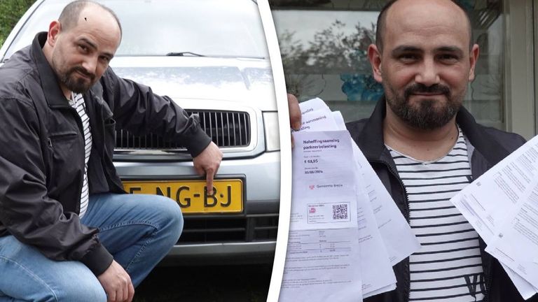 Abdullah bij zijn auto (foto: Rijnmond).