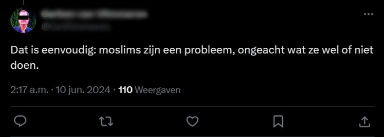 Tweet op X van de verdachte (foto: X) 