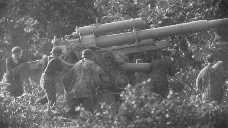 Duits flak-kanon vermoedelijk bij Vierlingsbeek 1944 (foto: archief)