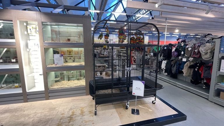 De kooi in de dierenwinkel (foto: Raymond Merkx).