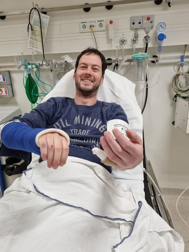 Nick kort na zijn ongeluk. (foto: Nick Maassen).